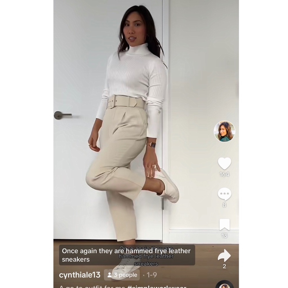 NWT Zara Belted High Waisted Pants in Ecru